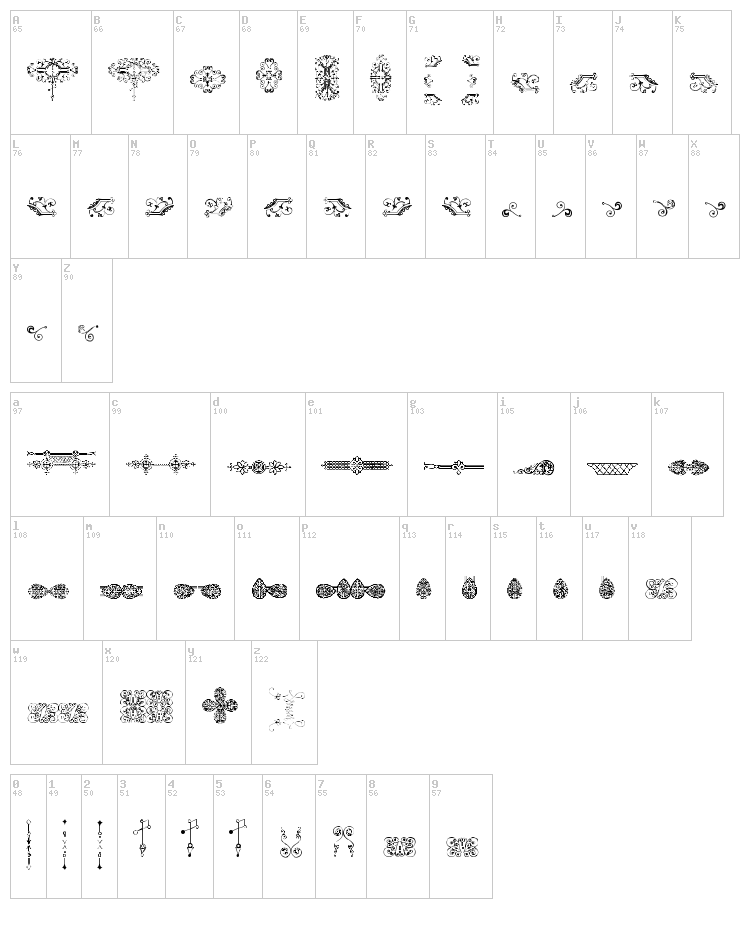 Naive Ornaments font map